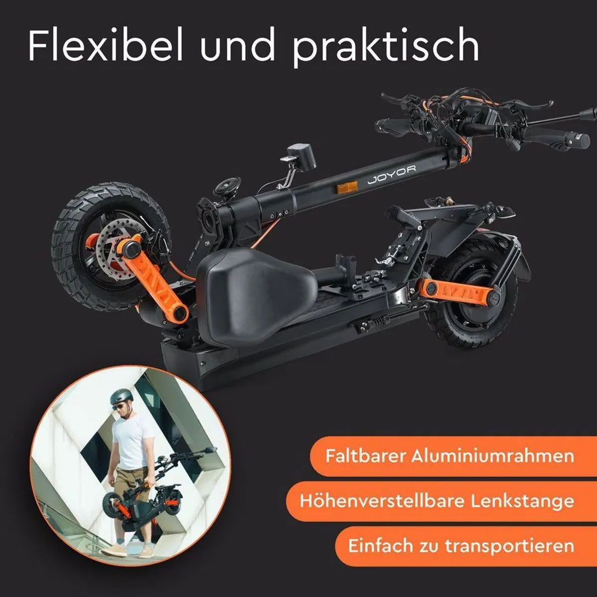 JOYOR S8E Elektroroller, 45 km/h, 80 km Reichweite, klappbar – Bild 2