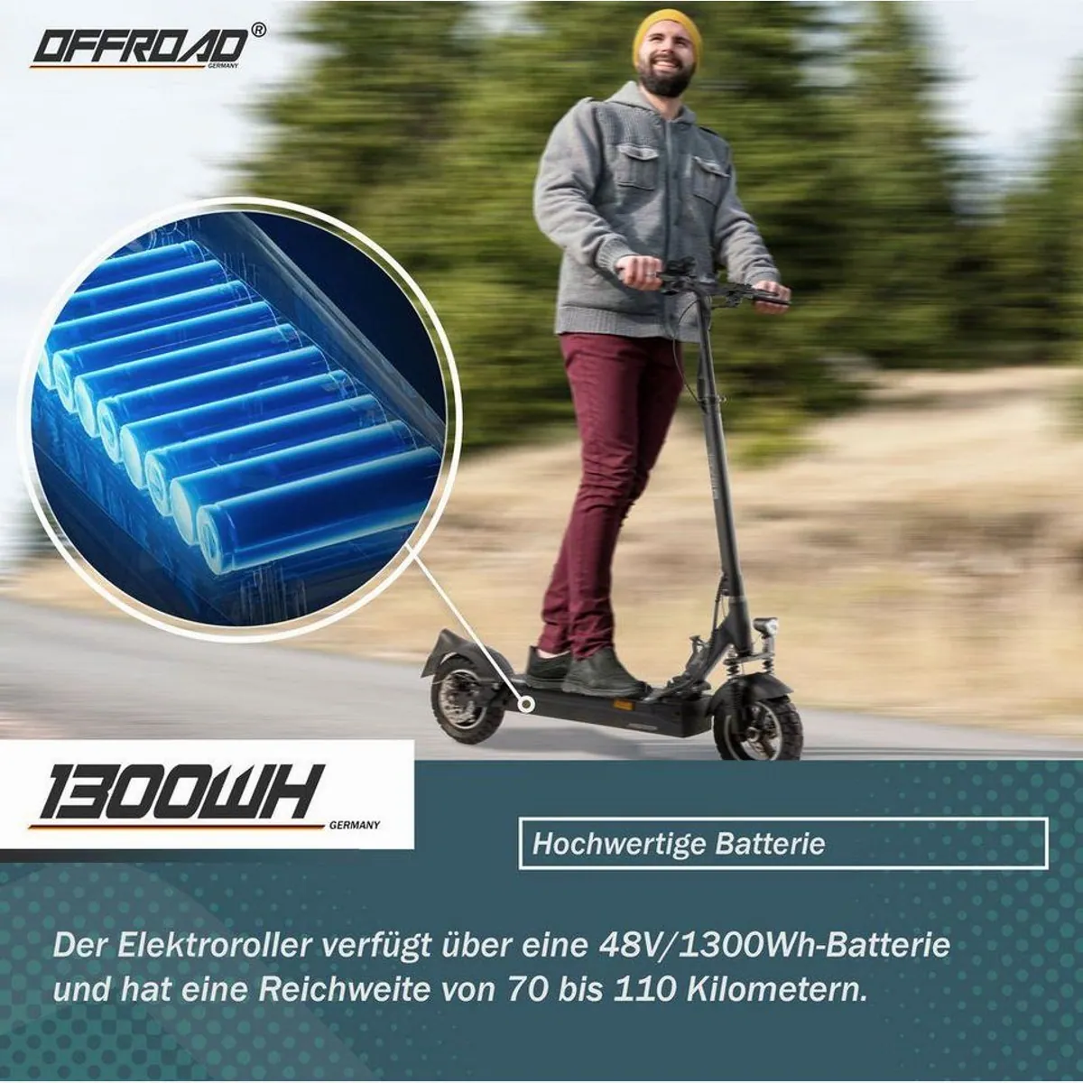 JOYOR Y8S E-Scooter, 10 Zoll, 1300Wh, 100km Reichweite — изображение 2