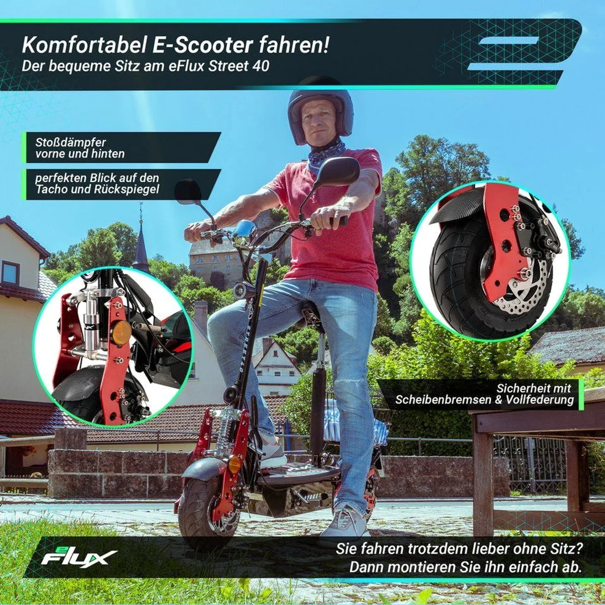 eFlux Street 40 E-Scooter, 800 Watt Motor, klappbar, Straßenzulassung — изображение 3