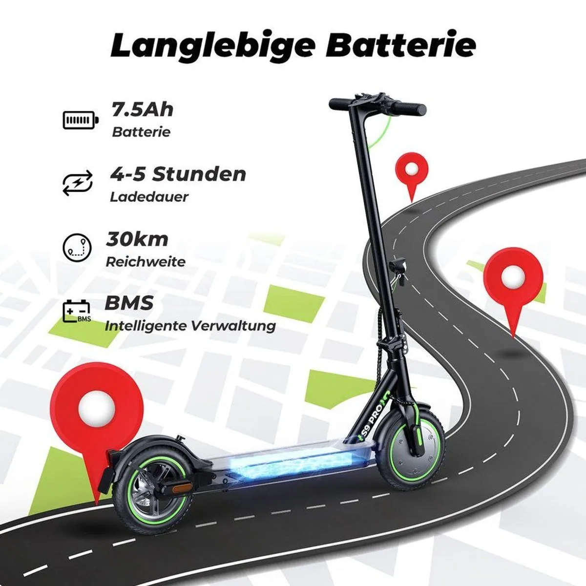 iSinwheel E-Scooter, Straßenzulassung, 400W Motor, 30 km Reichweite — изображение 4